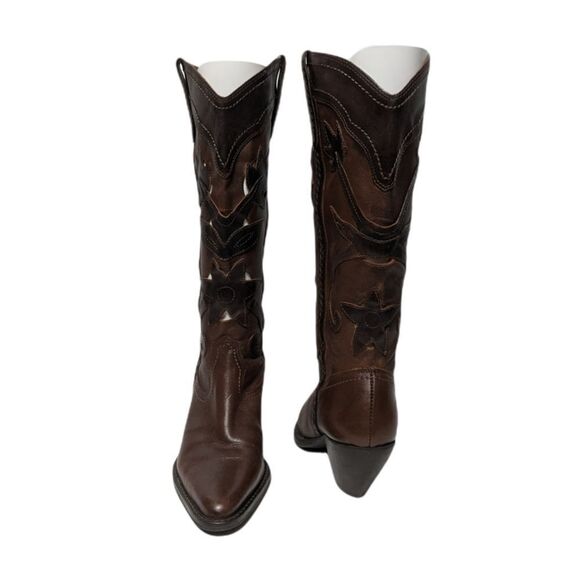 WHITE MOUNTAIN Floral Cutout Leather Western Boots 7 - Picture 2 of 10